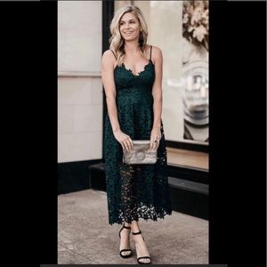 Astr The Label Lace Midi Dress, Green NWT